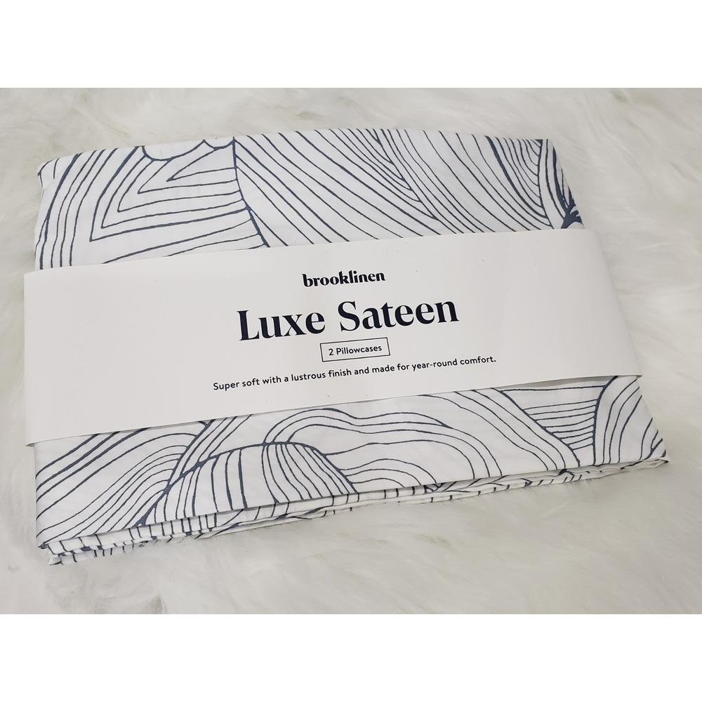 NEVER USED ONE PIECE Brooklinen Luxe Sateen Pillowcases Standard Oyster Storm